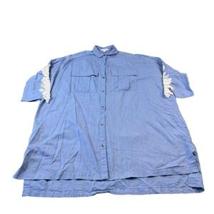 James Perse Women's Blue Dual Pocket Floral Sleeve Women's Dress Size 0